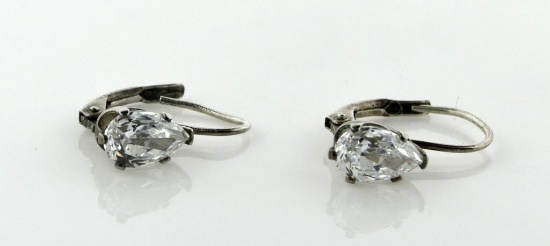 Sterling Silver & Cubic Zirconium ¼ Inch Earrings