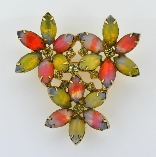 Vintage Kramer of New York 2 Inch Glass Stone Pin