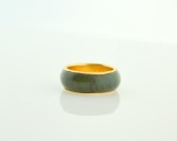 Ladies Size 4.75 14K Yellow Gold & Adventurine Band Ring