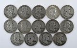Lot of 14 US Franklin Silver Half Dollars; Condition As Shown