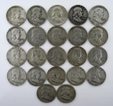 Lot of 22 US Franklin Silver Half Dollars; Condition As Shown