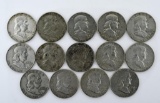 Lot of 14 US 1963 Franklin Silver Half Dollars; Condition As Shown