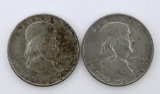 Lot of Two US Franklin Silver Half Dollars: 1948-D & 1950-D