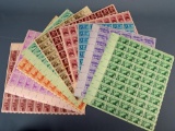 Lot of US 3 Cent Postage Stamp Sheets