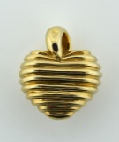 14K Yellow Gold ¾ Inch Heart Pendant, 0.7 DWT
