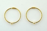14K Yellow Gold & 3 MM Pearl ½ Inch Earrings, 0.4 DWT