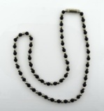 Silver & Black Onyx 24 Inch Necklace, Magnetic Clasp