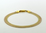 Ladies Sterling Silver Gold Vermeil 7 Inch Bracelet