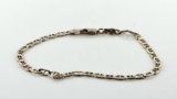 Ladies Sterling Silver Gold Vermeil 7.25 Inch Bracelet