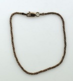 Ladies Sterling Silver Rose Gold Vermeil 7.25 Inch Rope Bracelet