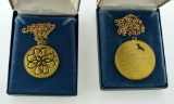 Two Sterling Silver 24K Gold Electroplate Medallion Pendants w/ 18 Inch Chains