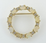 Vintage Faux Opals 1 Inch Glass Stone Pin