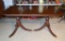 Vintage Mahogany Double Pedestal Phyfe Style Dining Table, No Leaves, Table Top Pad