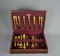 Set of Gold Finished Stainless Flatware w/ Storage Box, 50 Pieces