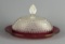 Antique Diamond Point Cranberry Flashed Butter Dish