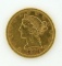 1880 US Five Dollar Half Eagle Liberty Head Gold Coin, Condition As Shown