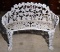 Vintage Cast Iron White Painted Outdoor Grapevine Bench