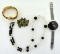 Lot of Ladies Jewelry: Boss St. Steel Watch, Vintage Necklace, Bracelet & Pin