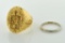 Two 14K Gold Items: Yellow Gold Mens Ring Size 10, Ladies Wht Gold Band Size 7.5
