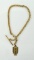 Vintage 12K Gold Filled Watch Chain w/ Greek Fraternity Fob, 11 Inches L