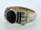 Mens Mexican Sterling Silver And Black Onyx Ring, Size 10