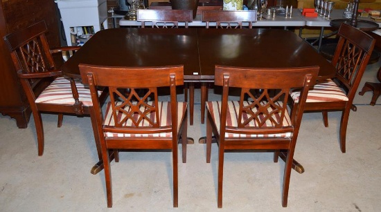 Set of 6 Mahogany Slip Seat Dining Chairs, 1 Master, 5 Side