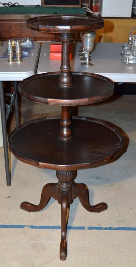 Vintage Mahogany Three-Tier Curio Table