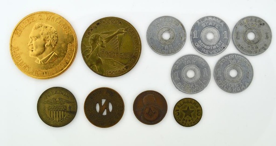 Lot of 11 Tokens, Condition As Shown