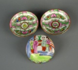 Lot of 3 Oriental Export Rose Medallion Small Dishes