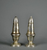Pair of Antique Crown Sterling Silver Weighted Salt & Pepper Shakers