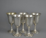Set of Five Wallace Sterling Silver Goblets, 6.5 Inches H, 798 g