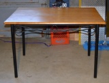 Small Oak Top Black Metal Legged Contemporary Dining Table