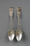 Pair of Antique C. Bard & Son Coin Silver (900/1000)  Fiddleback Spoons, 115 g