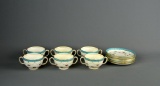 Fine Antique Set of 6 Mintons Hand Decorated English Porcelain Loving Cups & Saucers