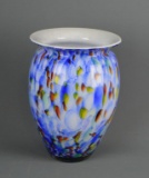 Blue Mosaic 9.5 Inch Art Glass Vase