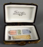 French Limoges Hand Painted Trinket Box, Suitcase w/ Clothes