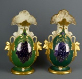 Pair of Antique Eton China Hand Painted 14 Inch Vases