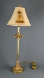 Contemporary Antiqued Brass Finish Table Lamp, 33 Inches H