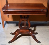 Vintage Mahogany Lyre / Harp Federal Style Game Table