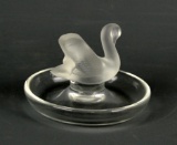 Lalique France Frosted Art Glass Swan Ring Dish