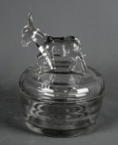 Antique Collectible Democrat Donkey Pressed Glass Caddy Jar
