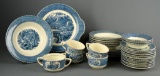 Vintage Currier & Ives Early Winter Blue & White Dinnerware by Royal USA, 33 Pieces