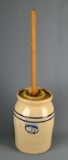Marshall (Texas) Pottery 2 Gal. Churn w/ lid & Wooden Dasher