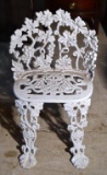 Vintage Cast Iron White Painted Outdoor Grapevine Chair