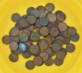 Lot of 80 US Wheat Pennies, Condition As Shown