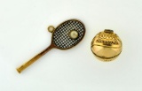 Lot of Two Vintage Sports Charms( 1/15 10K Gold Filled Basketball, 14K & Str Silver Tennis Racket)