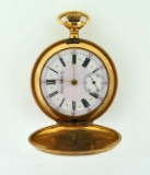 Antique Solar Watch Co. Pocket Watch, Gold Filled Hunter Case, Inset Secondhand, 33 mm Dial Diam.