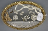 Lot of Vintage Ladies Jewelry & A Dresser Vanity Mirrored Tray