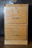 Oak 2-Drawer File Cabinet w/ Keys