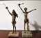 Pair of Vintage Brass Don Quixote Figurines on Marble Plinths